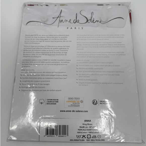 NWT Anna By Anne De Solene Floral 100% Cotton KING Sham (1) - Picture 3 of 4